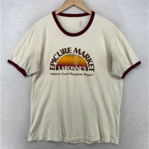 LABONNE'S MARKET Shirt L Watertown Woodbury Salisbury Prospect CT Ringer Ivory